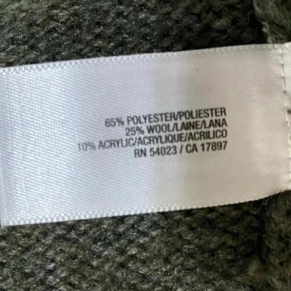 Old Navy Cardigan Sweater Medium Green Beige Striped Wool Blend V-Neck Button Up